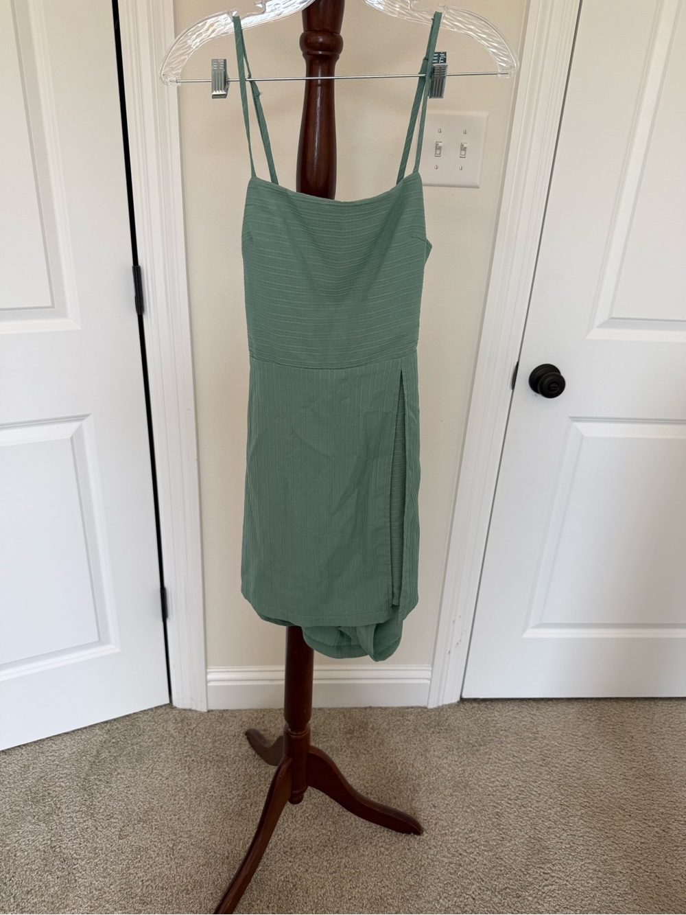 Green/Blue Spaghetti-Strap Romper